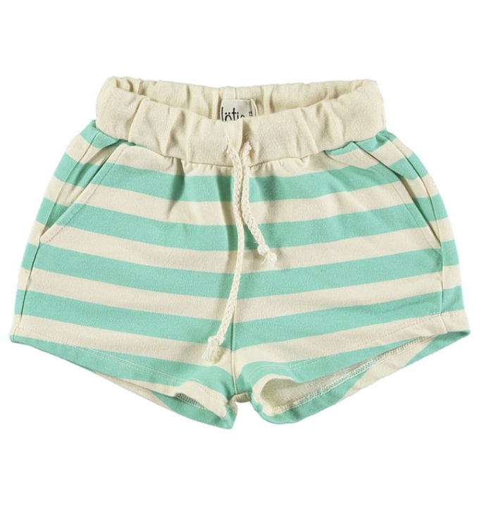 SHORTS OFF WHITE & MINT STRIPES LÖTIEKIDS 