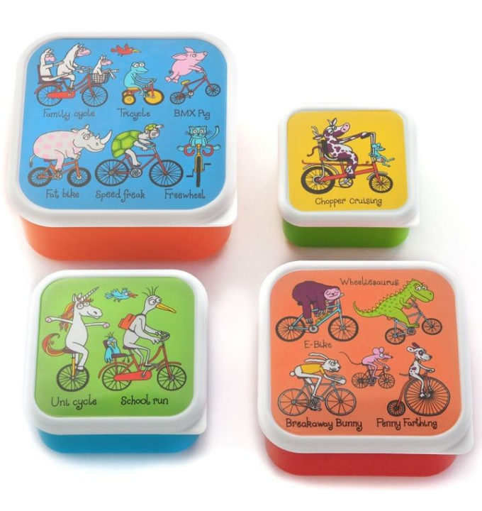 SET 4 FIAMBRERAS ANIMALEN EN BICICLETA TYRRELL KATZ 