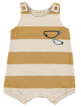 PELELE CORTO STRIPES MUSTARD BABY CLIC 