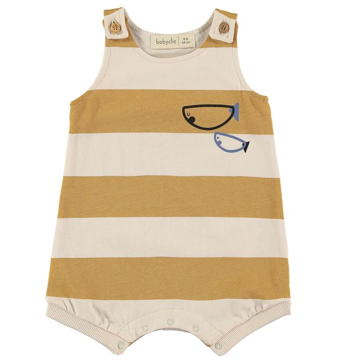 PELELE CORTO STRIPES MUSTARD BABY CLIC 