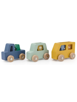 SET COCHES MADERA ANIMALES TRIXIE 